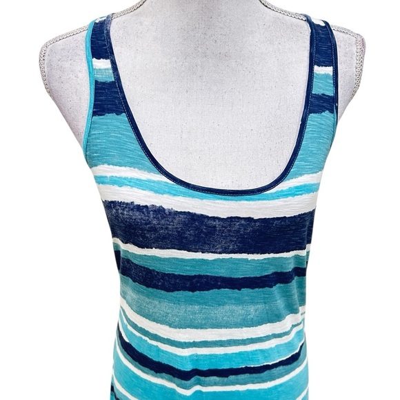 Life is good casual striped blues sleeveless slip on maxi dress size medium - Picture 3 of 9
